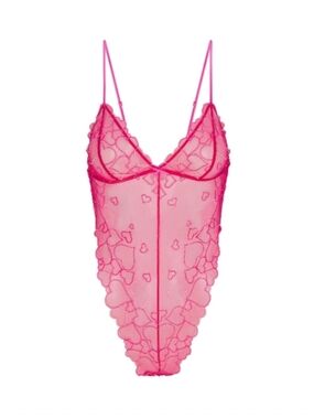 SKIMS Embroidered Tulle Teddy In Punch M NWT